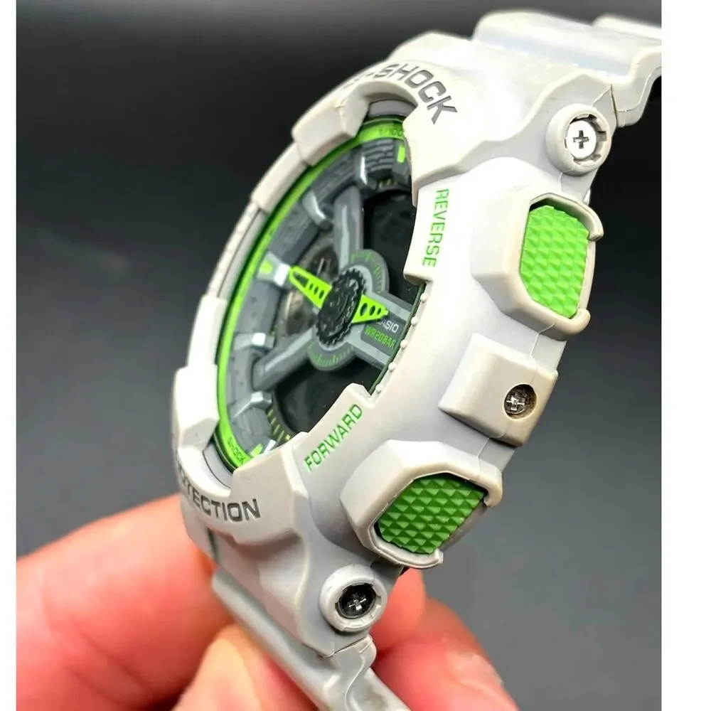 Casio G-Shock GA-110TS-8A3 Gray Neon Green Ana-Digi 51mm Men’s Watch